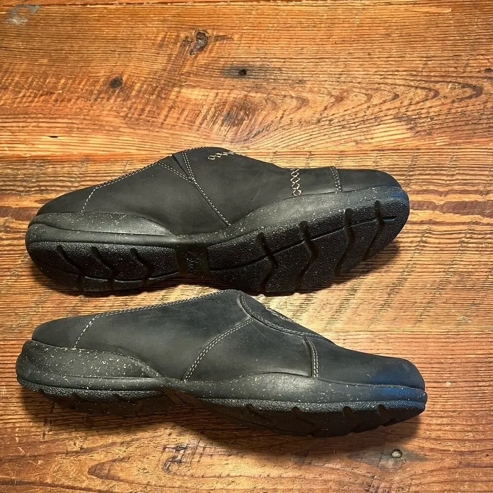 Clarks Roseville Faye Clogs Black Leather Slip On Mules Size 9 Comfort Shoes - Picture 12 of 14